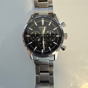 Seiko Silver Chronograph with Black Dial